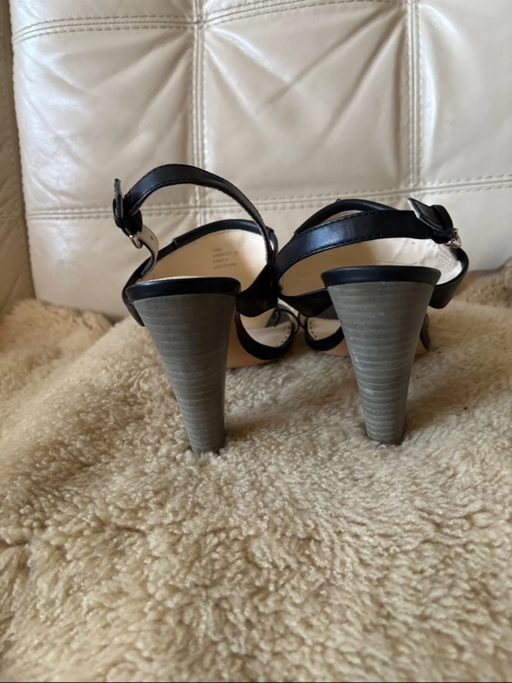 Coach Black Leather Tassel Slingback Sandals with Ankle Strap - Picture 4 of 11